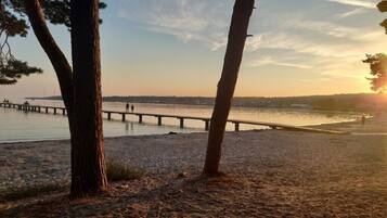 On the beach, white sand, beach bar