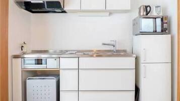 Fridge, microwave, toaster, blender