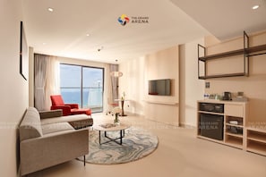Family Suite, Sea View | Minibar, in-room safe, desk, blackout drapes
