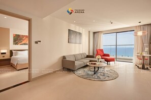Family Suite, Sea View | Minibar, in-room safe, desk, blackout drapes