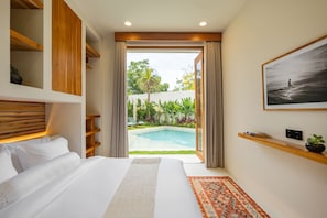 Deluxe Villa, Patio, Pool View | Egyptian cotton sheets, premium bedding, memory foam beds, free WiFi