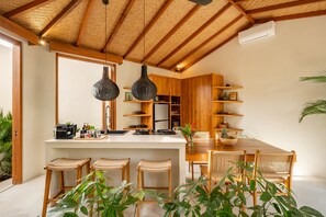 Deluxe Villa, Patio, Pool View | Private kitchen