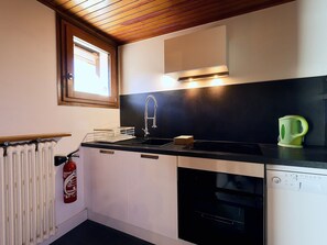 Fridge, microwave, dishwasher