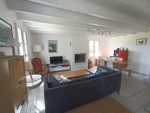 TV, fireplace, video games