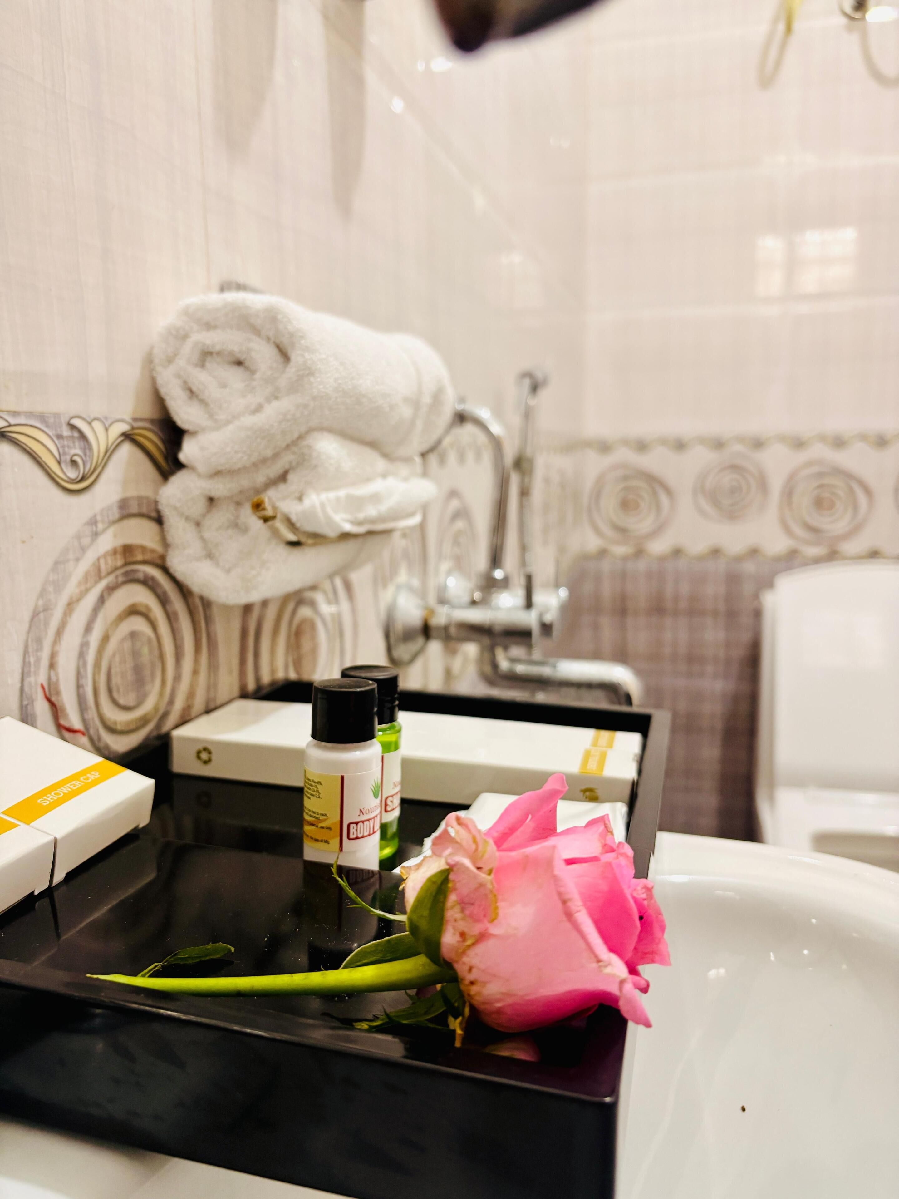 Habitación estándar doble, vistas al jardín | Baño | Artículos de higiene personal gratuitos, toallas, jabón y champú