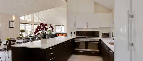 Fridge, oven, stovetop, coffee/tea maker