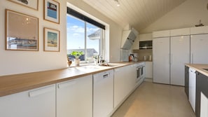 Fridge, oven, stovetop, coffee/tea maker