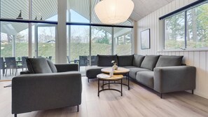 TV, fireplace, video game console, table football