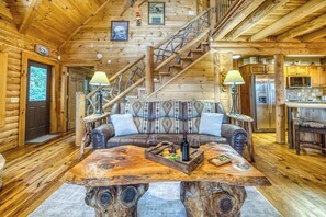 TV, fireplace, foosball - Rustic Retreat - view-pets-games-hot tub-fire pit (Mineral Bluff)