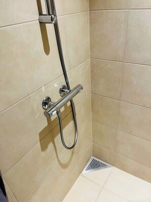 Ducha, secador de pelo y toallas