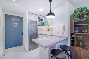 Fridge, microwave, toaster