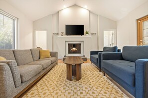 TV, fireplace