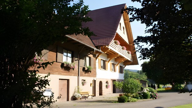 A traditional building with a sloped roof, multiple windows, and a front entrance. - Studio 'Kornblümchen' with private terrace, shared garden and Wi-Fi (Oberharmersbach)