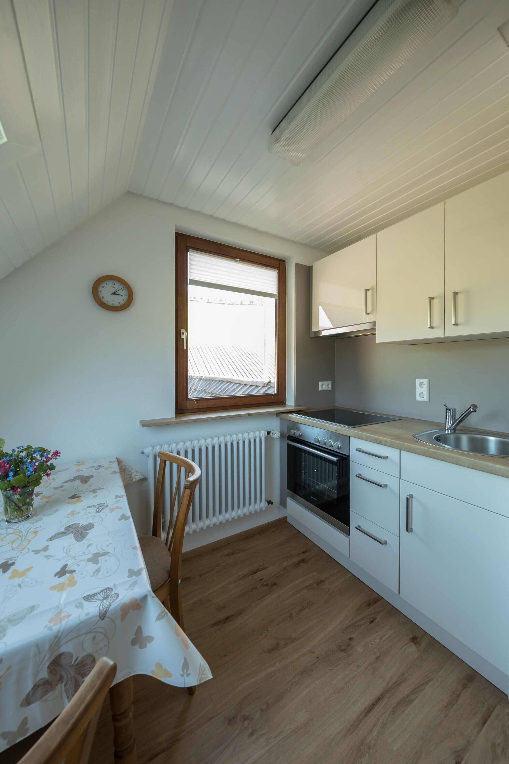 Kühlschrank, Ofen, Herdplatte, Wasserkocher mit Kaffee-/Teezubehör