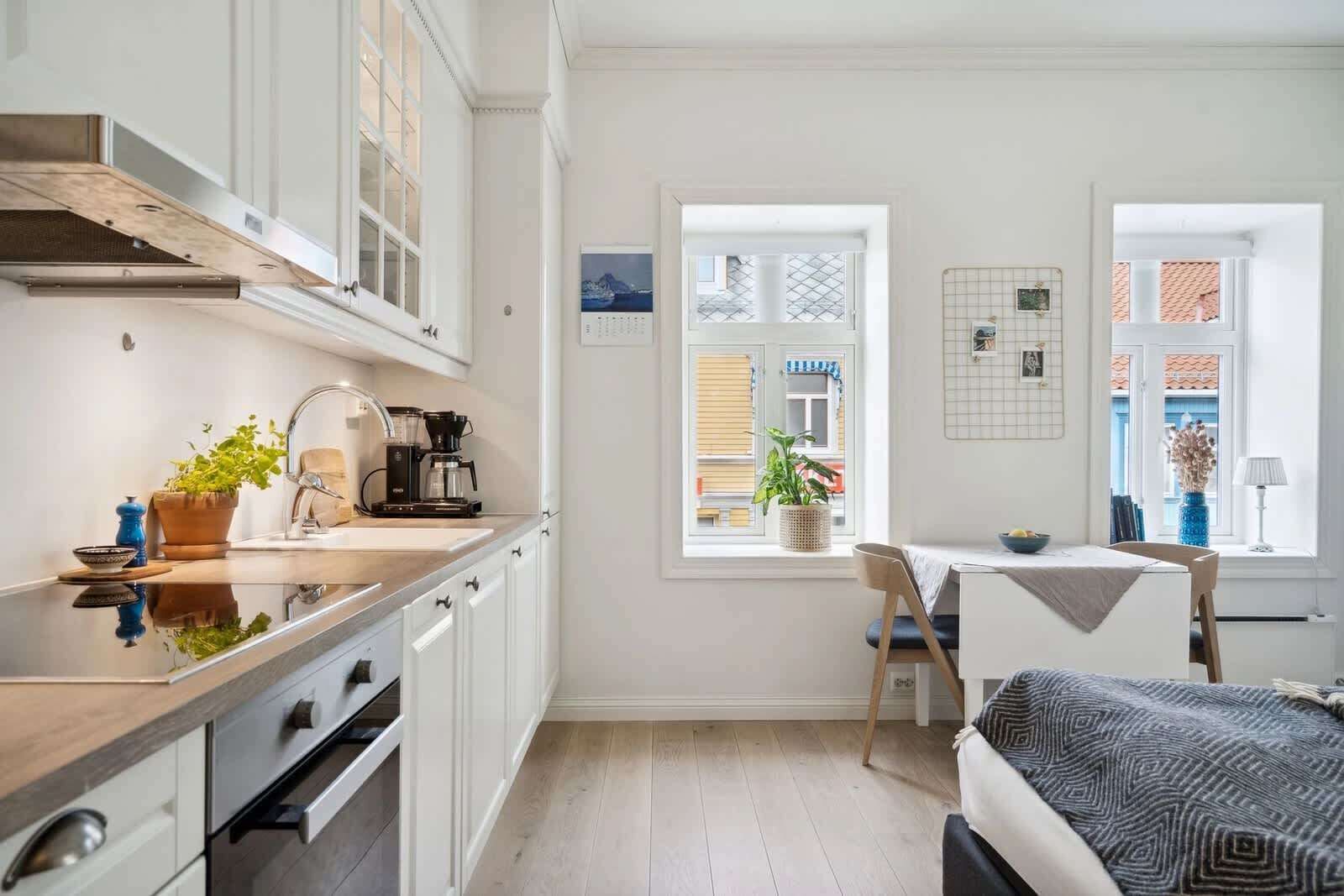 Fridge, oven, cookware/dishes/utensils