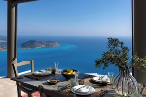 Lunch with a blue view.