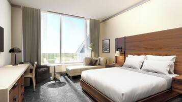 In-room safe, desk, laptop workspace, blackout drapes