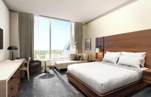 In-room safe, desk, laptop workspace, blackout curtains