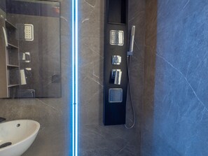 Regadera, amenidades de baño gratuitas, secadora de cabello, toallas 