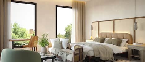 Egyptian cotton sheets, premium bedding, down comforters, minibar