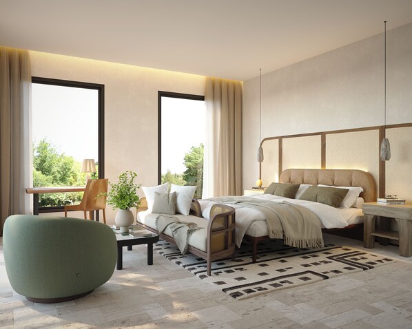 Egyptian cotton sheets, premium bedding, down comforters, minibar