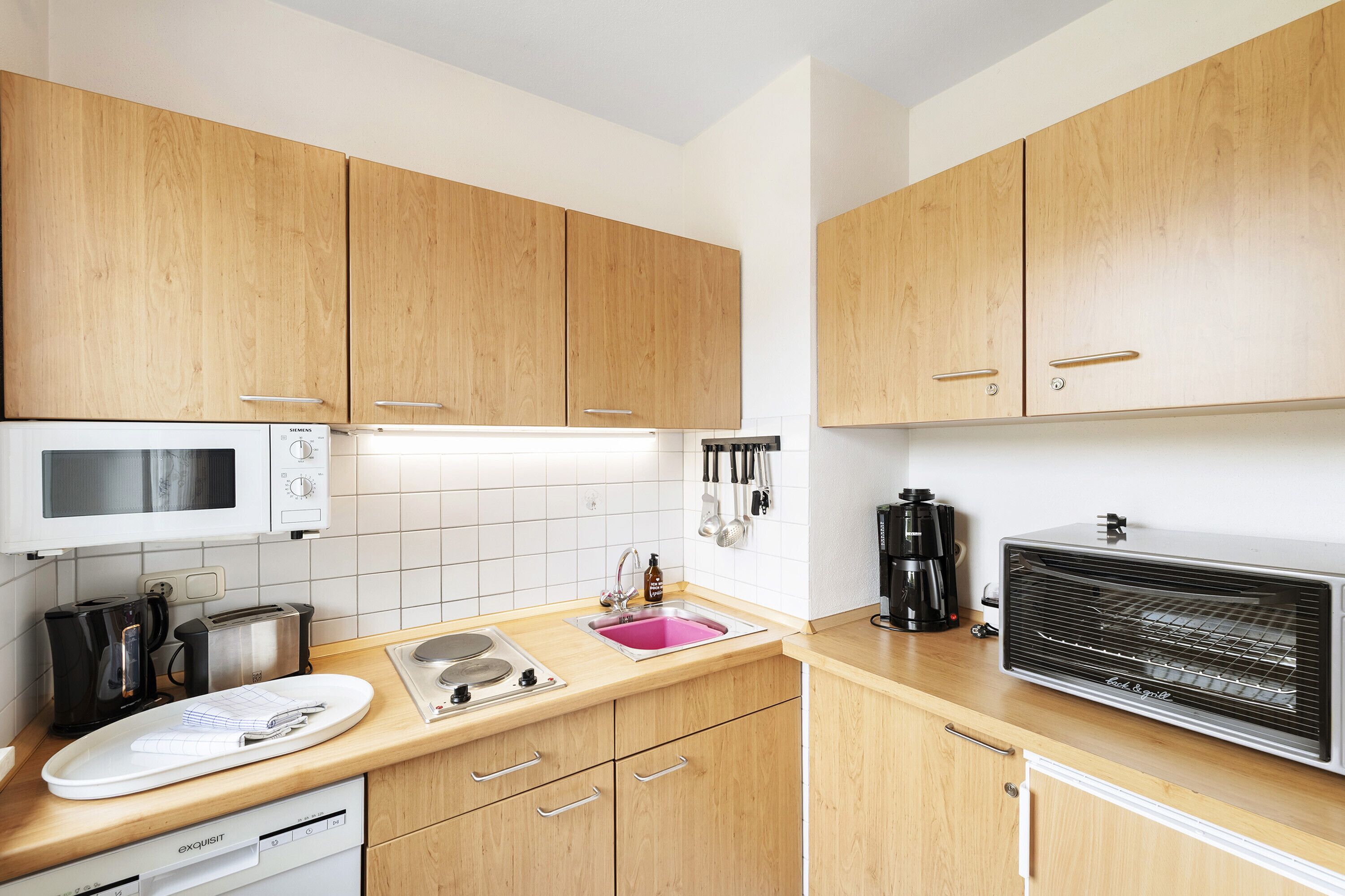 Kühlschrank, Mikrowelle, Herdplatte, Geschirrspüler