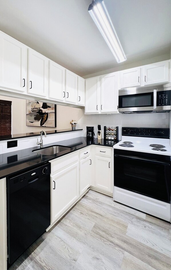 Microwave, oven, stovetop, dishwasher