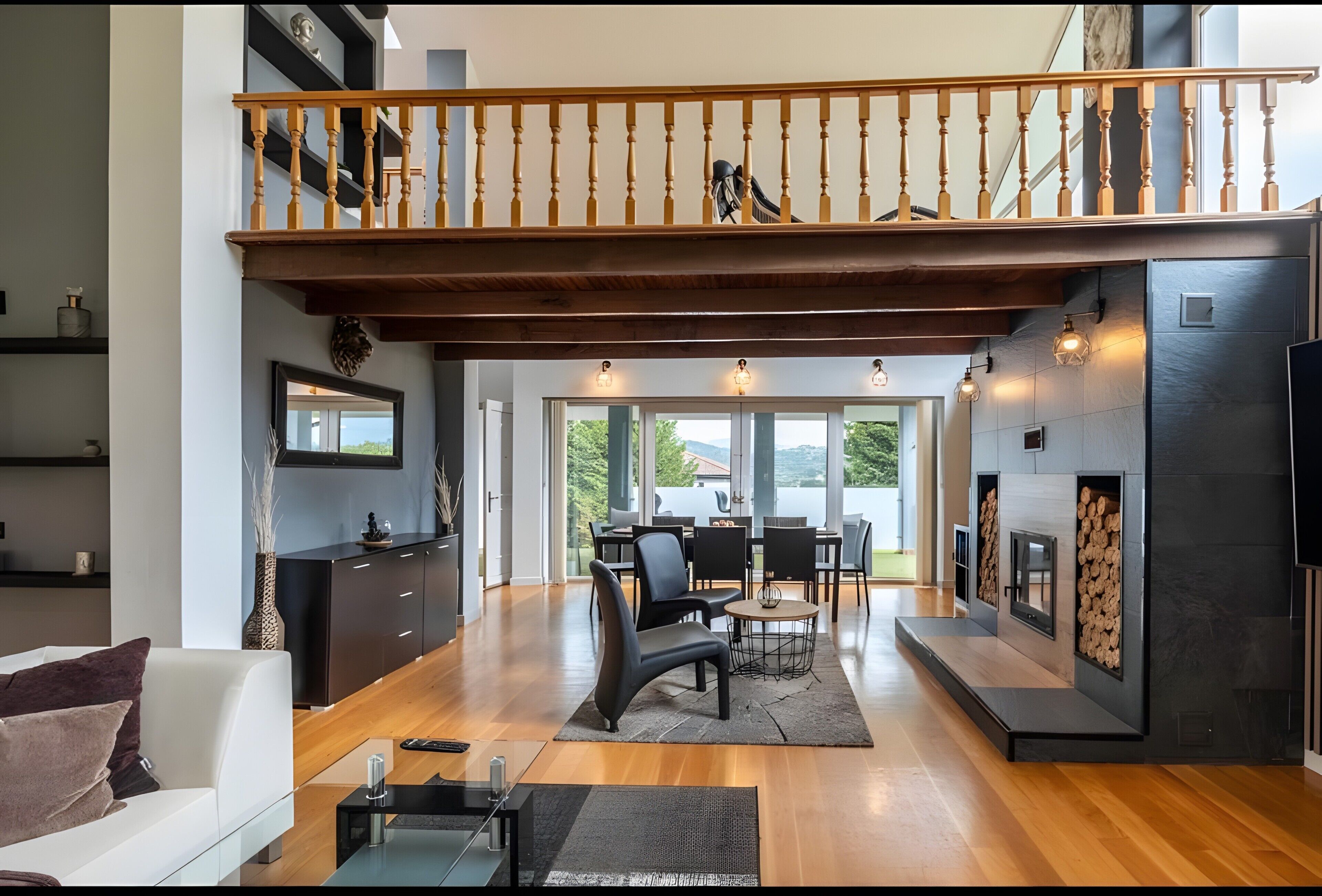 TV, fireplace, table tennis