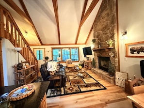 TV, fireplace, video games