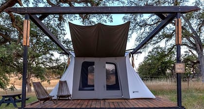 Cute, Lakeside Glamping Bell Tent + Amenities, Wheatland, California