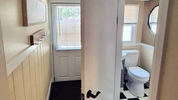 Hair dryer, soap, toilet paper