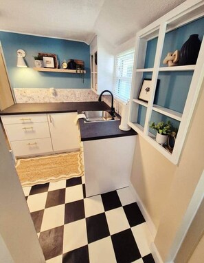 Fridge, microwave, oven, toaster