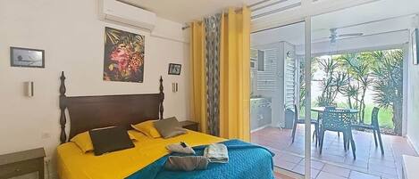 1 bedroom, iron/ironing board, travel crib, internet