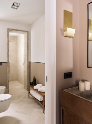 Secadora de cabello, bidet, jabón, shampoo 