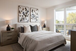 2 habitaciones, tabla de planchar con plancha y ropa de cama