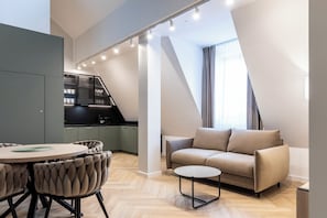 Superior Apartment, 2 Bedrooms, City View | Private kitchenette | Stovetop, cookware/dishes/utensils