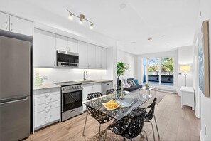 Premium Apartment, 2 Bedrooms, City View | Private kitchen | Full-size fridge, microwave, oven, stovetop