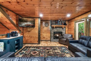 TV, fireplace, computer monitors