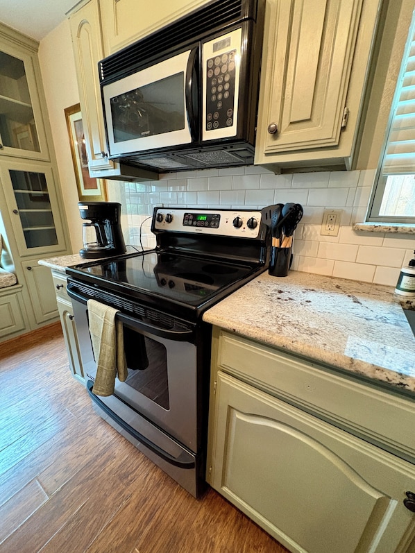 Microwave, oven, stovetop, dishwasher