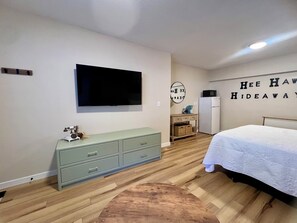 1 bedroom, iron/ironing board, travel crib, free WiFi