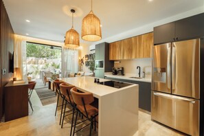 Deluxe Apartment, 1 Bedroom, Private Pool | Private kitchen | Full-size fridge, stovetop, cookware/dishes/utensils, cleaning supplies - 101 Park Tulum by Lumina (Tulum)