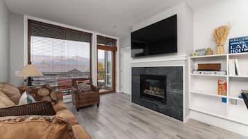 TV, fireplace