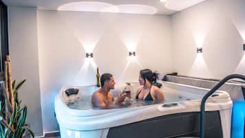 Sauna, hot tub, steam room, deep-tissue massages, massages