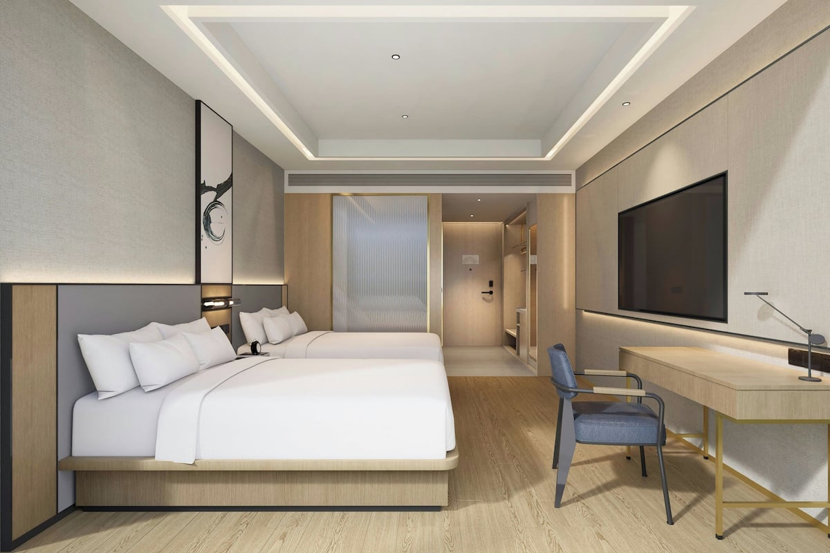Kamar, 2 Tempat Tidur Double, pemandangan kota