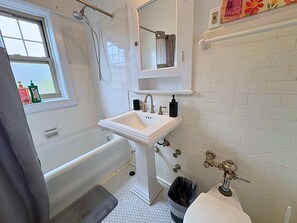 Comfort Apartment, 1 Queen Bed | Bathroom | Combined shower/tub, free toiletries, hair dryer, towels - Charming 1BR in Evanston - Hinman B3 (Evanston)