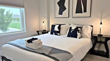 Combined shower/tub, free toiletries, hair dryer, towels