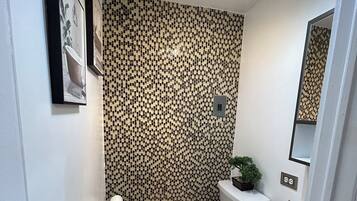 Shower, towels, toilet paper