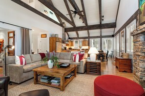 TV, fireplace, offices - Abode at West Ketchum Farmhouse | Walk To Downtown Ketchum (Ketchum)