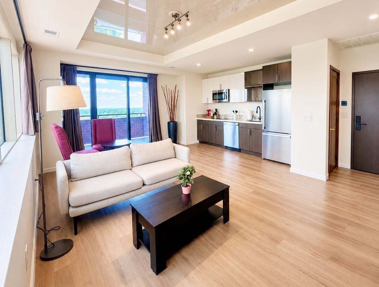 City Apartment, City View | Living area | 50-inch TV with digital channels, streaming services