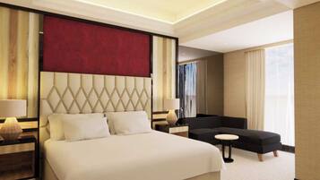 Desk, laptop workspace, blackout curtains, iron/ironing board